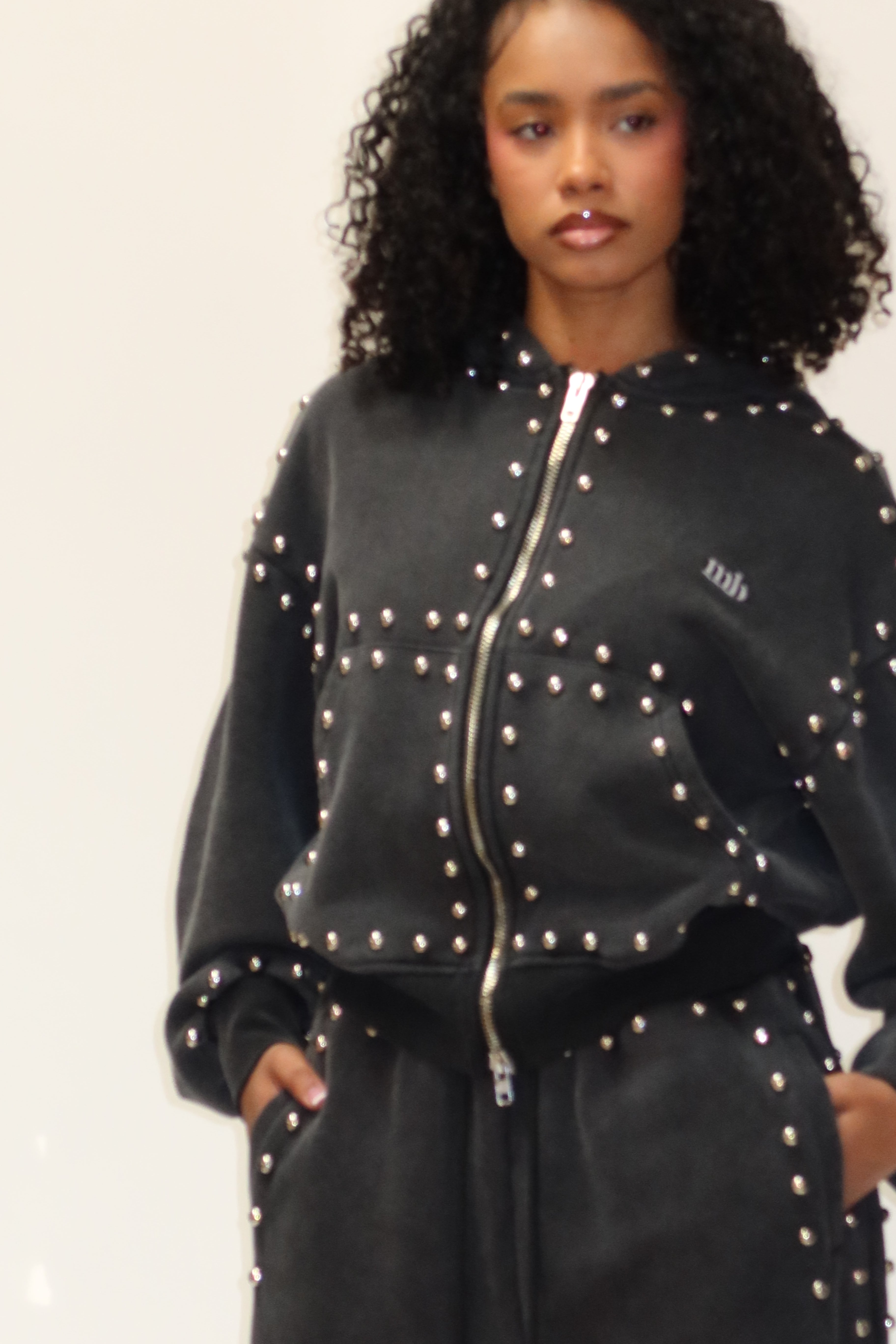 MARX STUDDED SWEAT JACKET -- BLACK – MUSE BRND