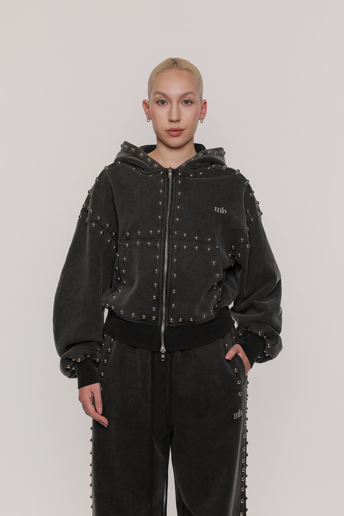 MARX STUDDED SWEAT JACKET -- BLACK – MUSE BRND
