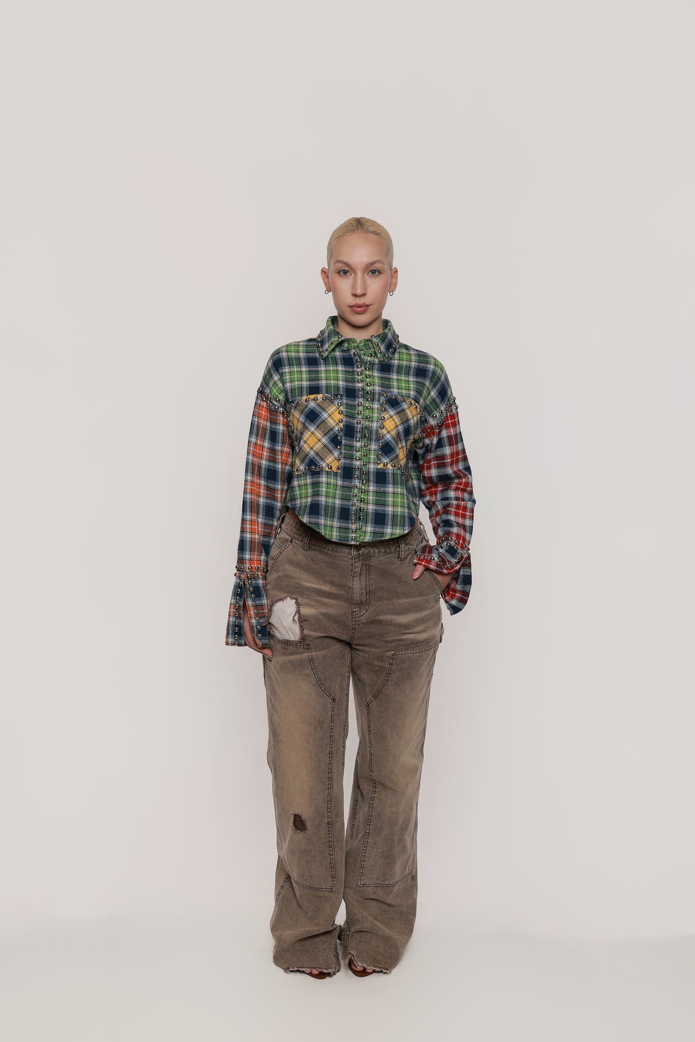 MILO STUDDED PLAID BUTTON DOWN – MUSE BRND